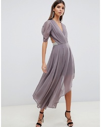 ASOS DESIGN Floaty Soft Midi Dress With Back Pearl Detail