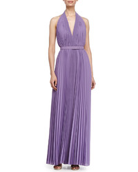 Light Violet Pleated Evening Dress
