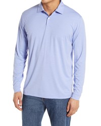 Peter Millar Featherweight Melange Long Sleeve Polo In Shadow At Nordstrom