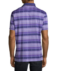 Robert Graham Exploded Grid Short Sleeve Polo Shirt Purple