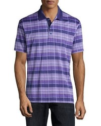 Robert Graham Exploded Grid Short Sleeve Polo Shirt Purple