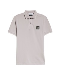 Stone Island Logo Patch Slim Fit Stretch Cotton Pique Polo In Rose Quartz At Nordstrom