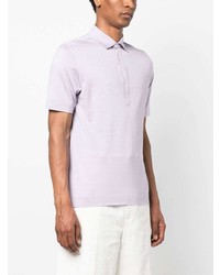 Zegna Short Sleeved Cotton Silk Blend Polo Shirt