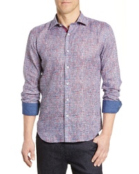 Bugatchi Shaped Fit Abstract Print Cotton Sport Shirt