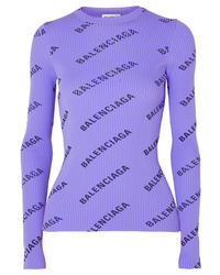 Balenciaga Printed Ribbed Knit Sweater