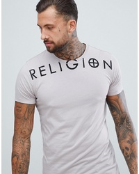 Religion Muscle Fit T Shirt With Branding In Pink