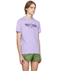 Versace Purple La Greca T Shirt