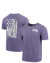 IMAGE ONE Purple Tcu Horned Frogs Baseball Flag Comfort Colors T Shirt
