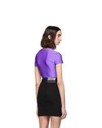 Versace Jeans Couture Purple Logo Contrast Color Cropped T Shirt