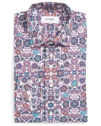 Eton Slim Fit Flower Print Dress Shirt