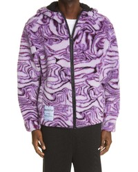 McQ Marble Print High Pile Fleece Hooded Jacket