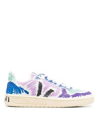 Light Violet Print Leather Low Top Sneakers