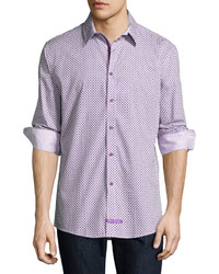 English Laundry Diamond Print Sport Shirt Purple