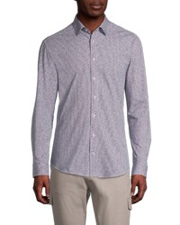 HORST Geometric Stretch Knit Button Up Shirt In Mauve At Nordstrom