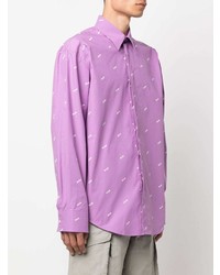 MSGM Logo Print Long Sleeve Shirt