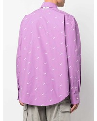 MSGM Logo Print Long Sleeve Shirt