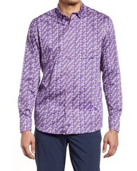 Johnston & Murphy Martini Print Long Sleeve Button Up Shirt In Purple Martini At Nordstrom
