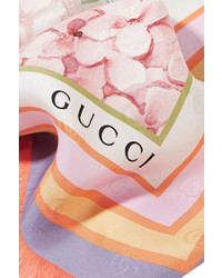 Gucci Printed Silk Twill Scarf Lilac