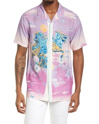 Topman Short Sleeve Button Up Shirt In Purple At Nordstrom
