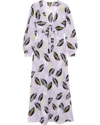 Miu Miu Printed Silk Maxi Dress Lilac