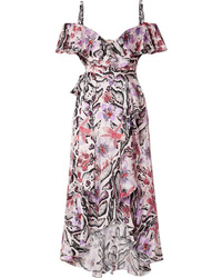 Light Violet Print Silk Midi Dress