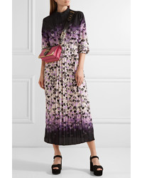Prada Pleated Printed Dgrad Silk De Chine Midi Dress