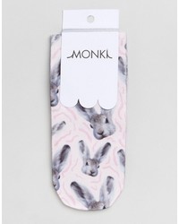 Monki Bunny Rabbit Print Ankle Socks