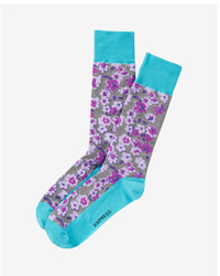 Express Floral Print Dress Socks