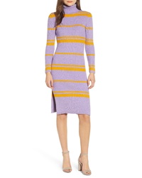 Light Violet Print Sweater Dress