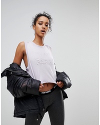 Ivy Park Cropped Tank Top With Embossed Logo In Pink