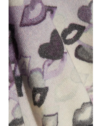 Prada Printed Wool And Cashmere Blend Sweater Lilac