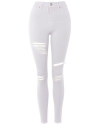 Topshop Moto Super Ripped Lilac Jamie Jeans