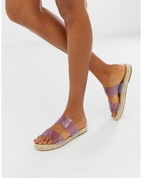 Light Violet Rubber Flat Sandals