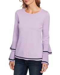 Light Violet Ruffle Crew-neck Sweater