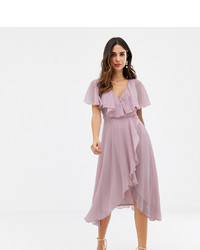Light Violet Ruffle Fit and Flare Dress