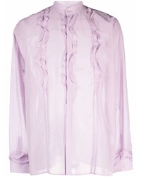Light Violet Ruffle Long Sleeve Shirt
