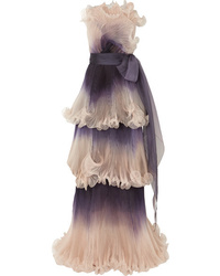 Marchesa Less Tiered Pliss Silk Organza Gown