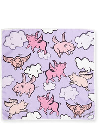 Anna Coroneo Mini Twill Flying Pigs Scarf Pink