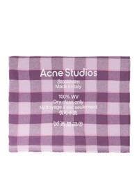 Acne Studios Pink And Purple Check Logo Scarf