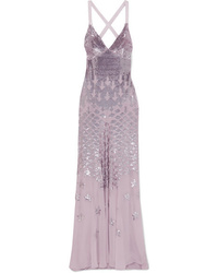 Temperley London Starlet Open Back Sequined Chiffon Gown