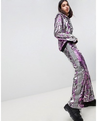Jaded London Festival All Over Sequin Taped Tracksuit Bottoms