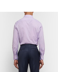 Canali Lilac Slim Fit End On End Cotton Shirt