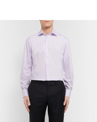 Canali Lilac Slim Fit Spread Collar Cotton Shirt