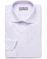 Canali Lilac Slim Fit Spread Collar Cotton Shirt