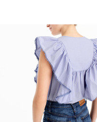 J.Crew Petite Ruffle Front Shirt In End On End Cotton