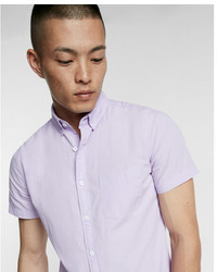 Express Slim Gart Dyed Button Down Short Sleeve Shirt