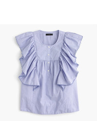 J.Crew Tall Ruffle Front Shirt In End On End Cotton
