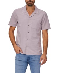 Paige Hillman Short Sleeve Cotton Button Up Shirt In Hazy Orchid At Nordstrom