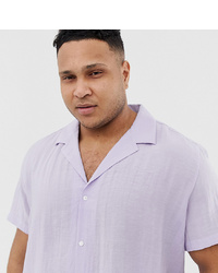 ASOS DESIGN Plus Relaxed Shirt In Lilac With Deep Revere