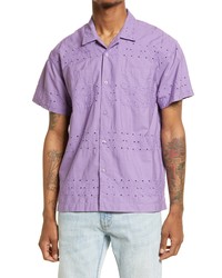 Obey Psalm Short Sleeve Button Up Shirt In Lavender S At Nordstrom